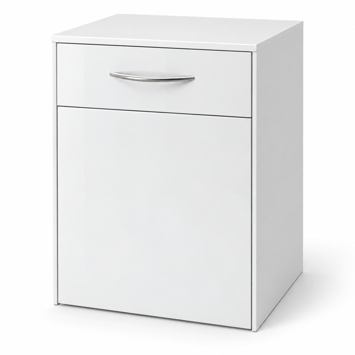 500mm Base Cabinet with Knee-Operated Bin and Top Drawer in white – studio product render