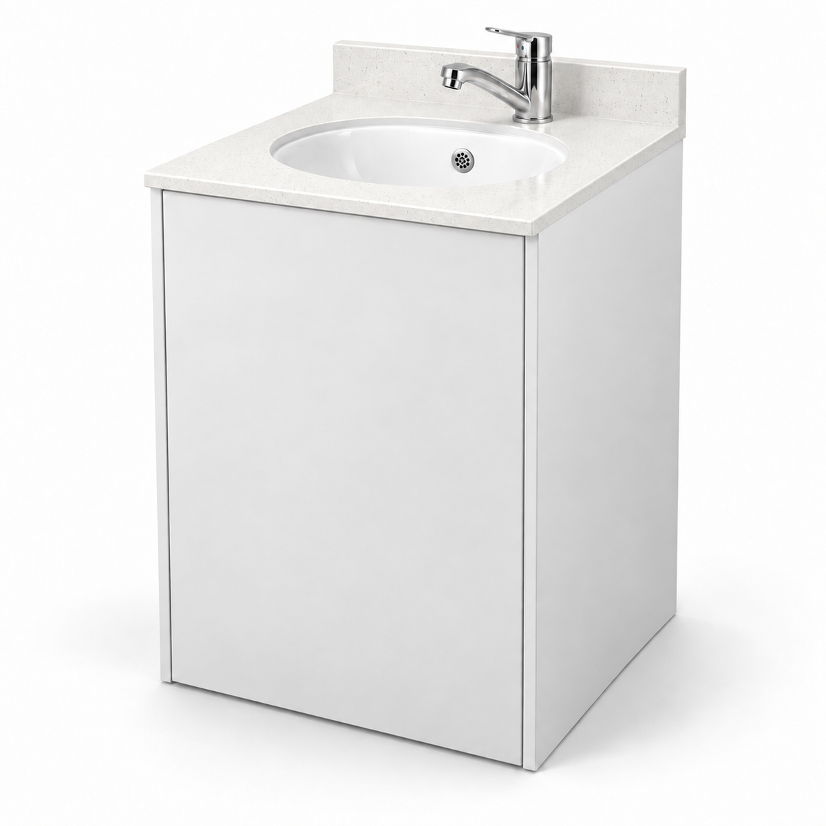 500mm Sink Cabinet with Knee-Operated Bin in white – studio product render
